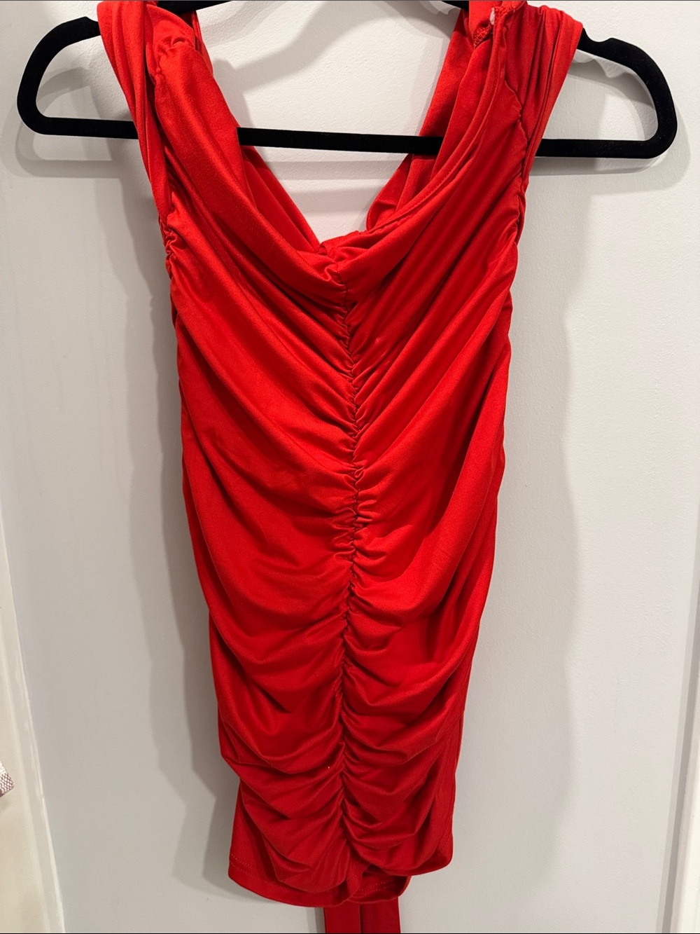 Sculpting Red Ruched Mini Dress